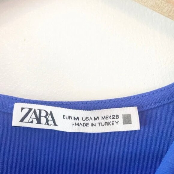 ZARA Blue Front Twist Knot Sleeveless Dress - Picture 6 of 7